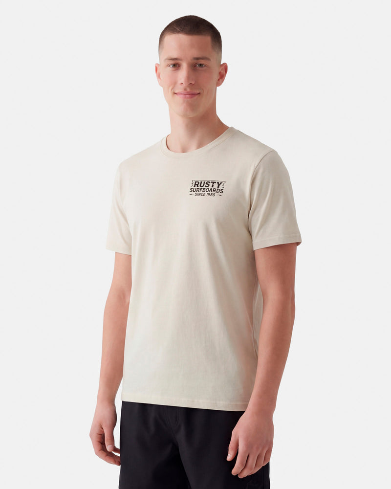 Camiseta Manga Curta Rusty Woodcut Bege
