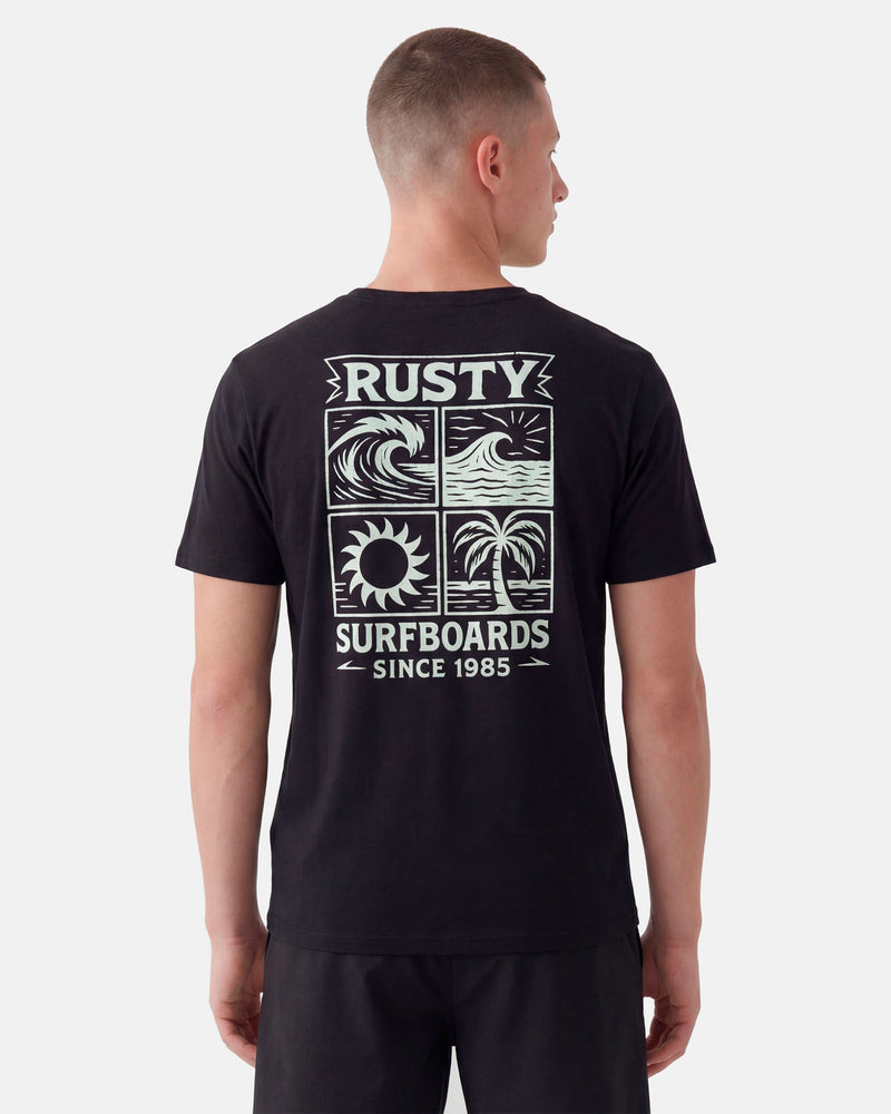 Camiseta Manga Curta Rusty Woodcut Preta
