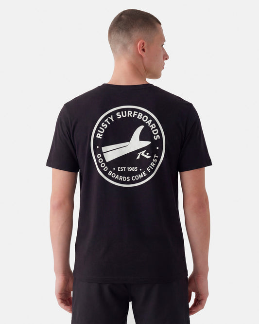 Camiseta Manga Curta Rusty Boards Preta