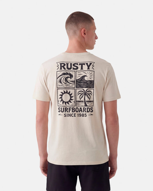Camiseta Manga Curta Rusty Woodcut Bege
