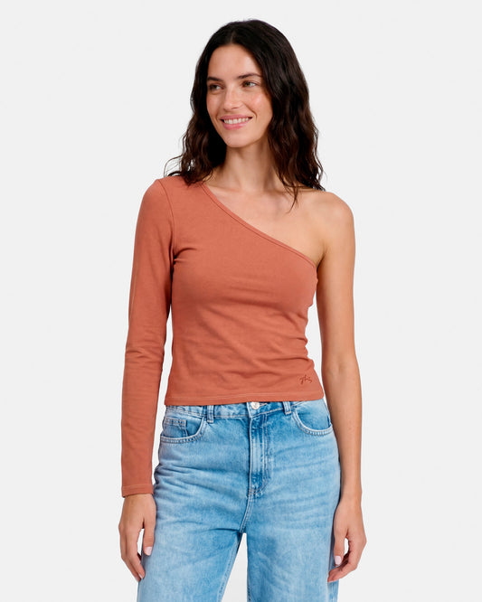 Blusa Feminina Rusty One Shoulder Marrom