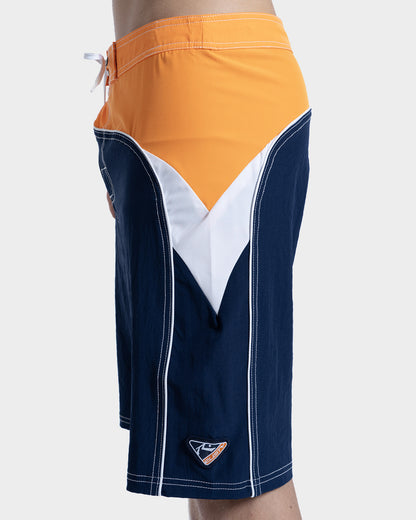 Boardshorts Rusty 21" Straight Pipe Laranja e Marinho