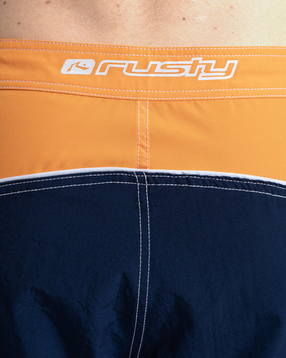 Boardshorts Rusty 21" Straight Pipe Laranja e Marinho