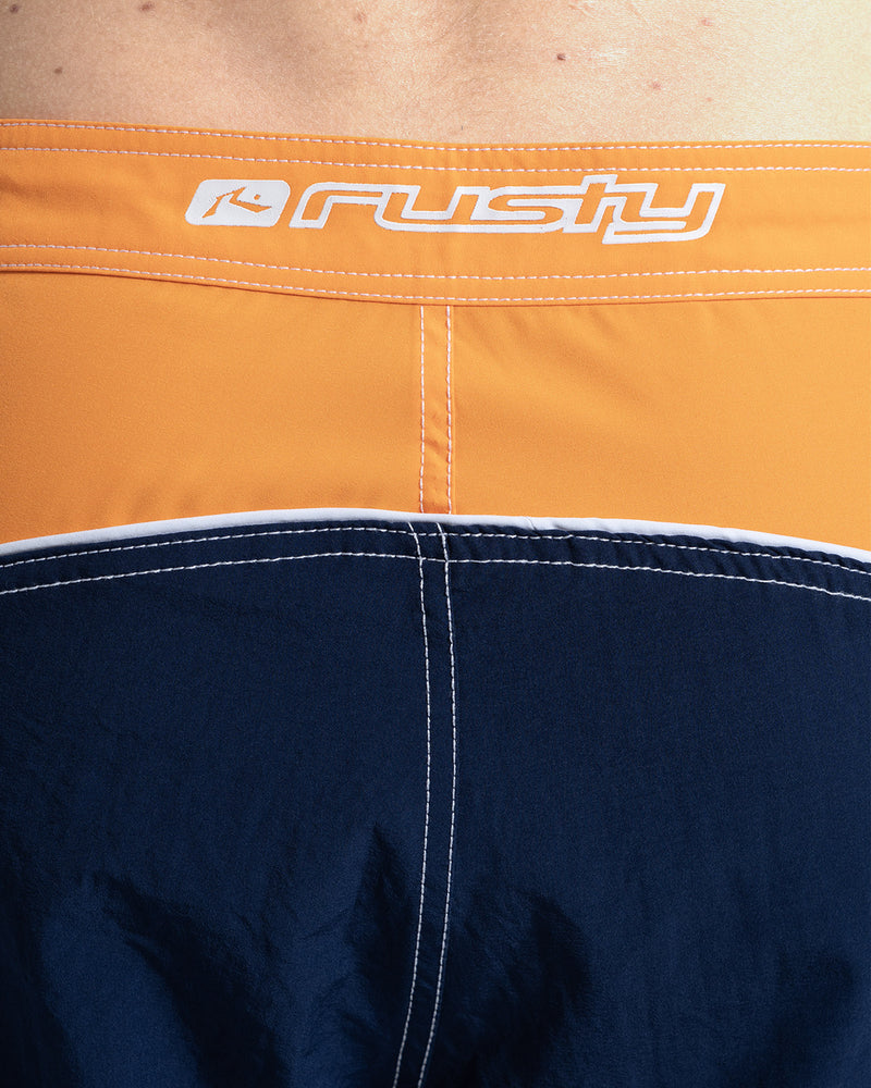 Boardshorts Rusty 21" Straight Pipe Laranja e Marinho