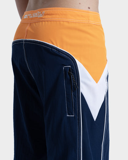 Boardshorts Rusty 21" Straight Pipe Laranja e Marinho