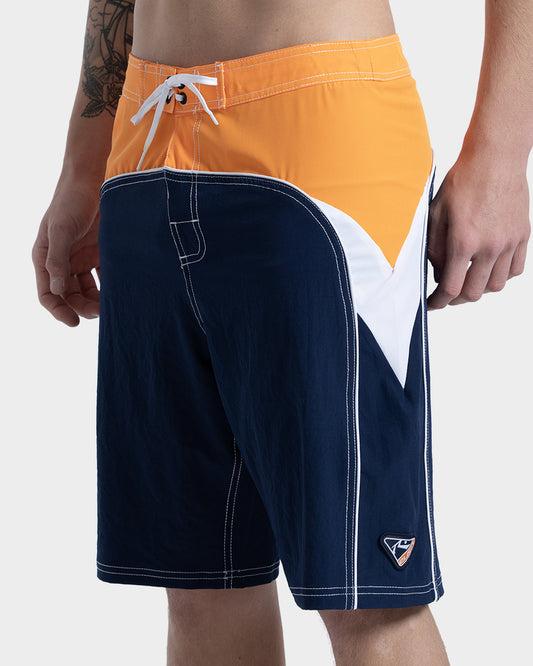 Boardshorts Rusty Straight Pipe Laranja e Marinho