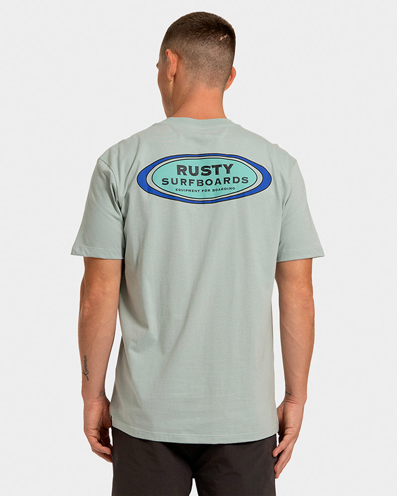 Camiseta Rusty Surfboards Manga Curta Verde Claro