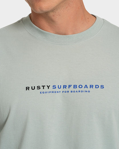 Camiseta Rusty Surfboards Manga Curta Verde Claro