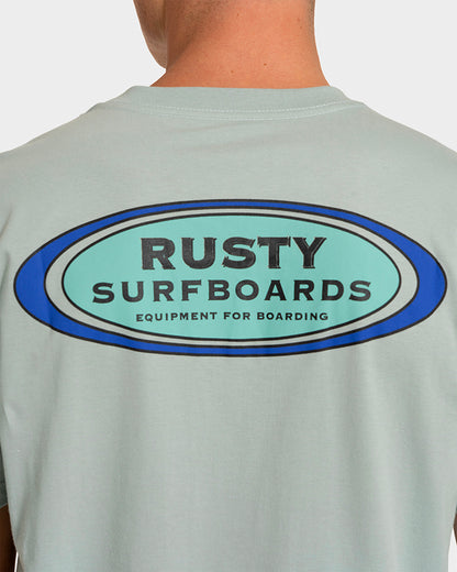 Camiseta Rusty Surfboards Manga Curta Verde Claro