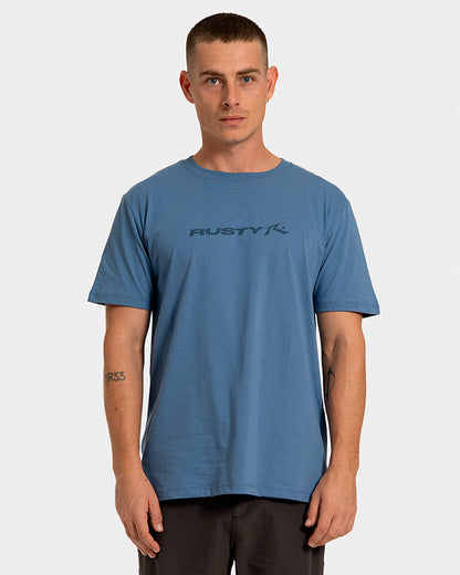 Camiseta Rusty Stick Manga Curta Azul