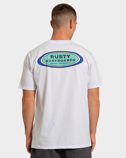 Camiseta Rusty Surfboards Manga Curta Branca