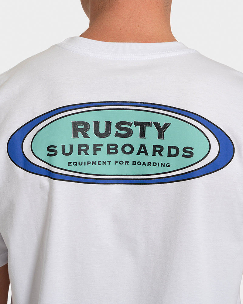 Camiseta Rusty Surfboards Manga Curta Branca