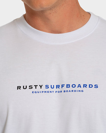 Camiseta Rusty Surfboards Manga Curta Branca