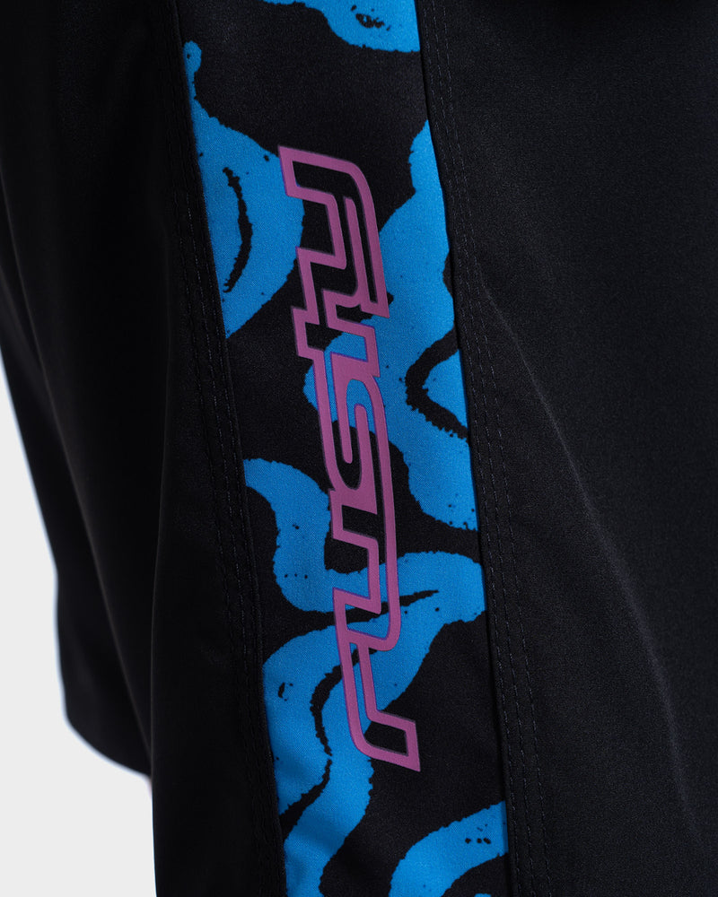 Boardshort Rusty Color Box 18 Preto 4 Way Stretch com Estampa Lateral