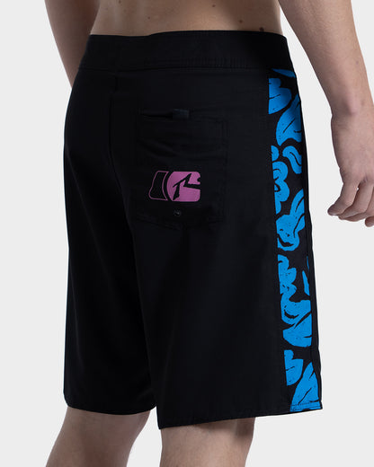 Boardshort Rusty Color Box 18 Preto 4 Way Stretch com Estampa Lateral