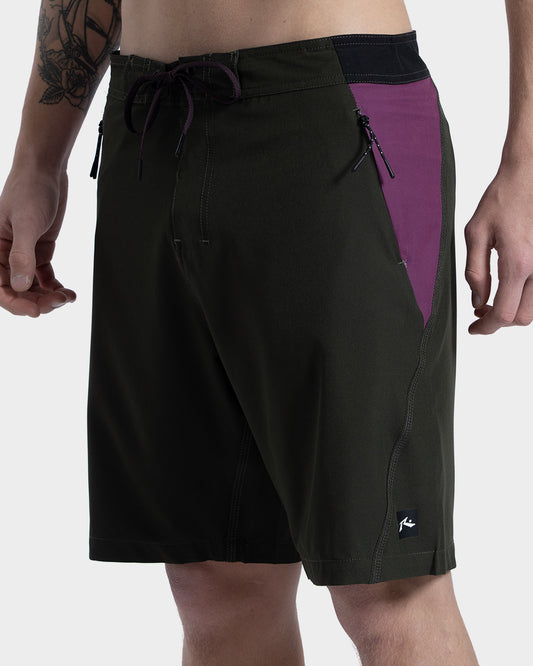Boardshorts Importado Rusty Oliva 20” 4 Way Stretch com Zíper