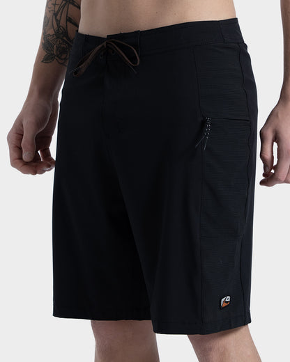 Boardshorts Importado Rusty Noir Preto 20” 4 Way Stretch com Zíper