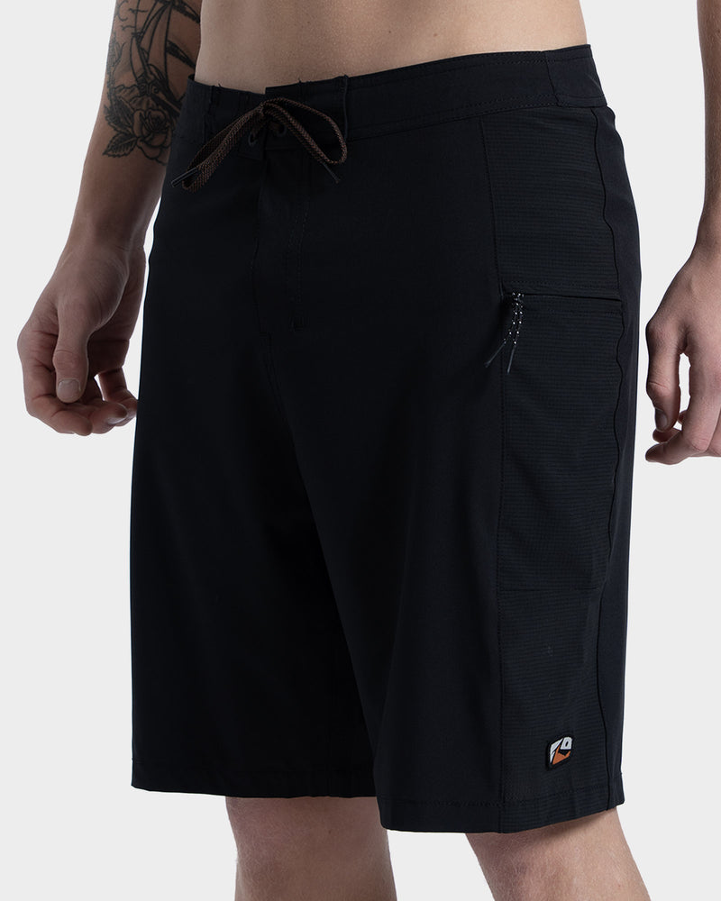 Boardshorts Importado Rusty Noir Preto 20” 4 Way Stretch com Zíper