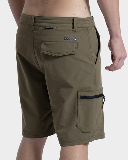 Bermuda Híbrida Importada Rusty Root Marrom 20” em Nylon Stretch com Zíper