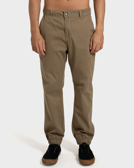 Calça Sarja Rusty com Elástico na Barra Kaki