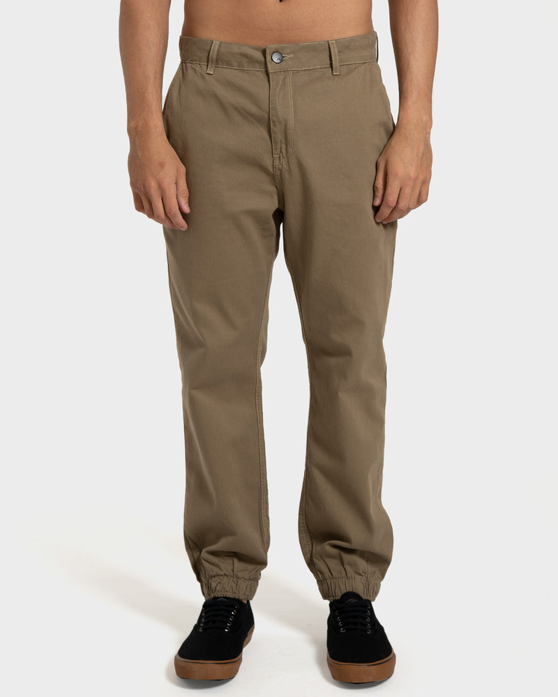 Calça Sarja Rusty com Elástico na Barra Kaki