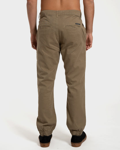 Calça Sarja Rusty com Elástico na Barra Kaki