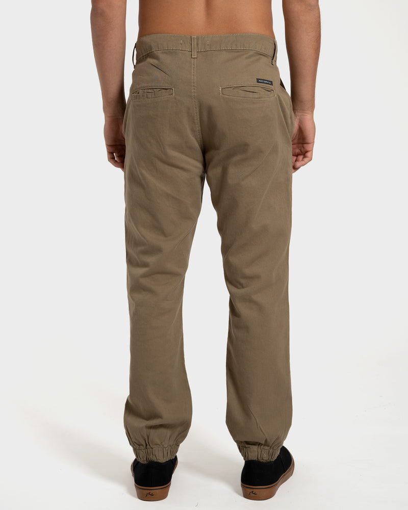 Calça Sarja Rusty com Elástico na Barra Kaki