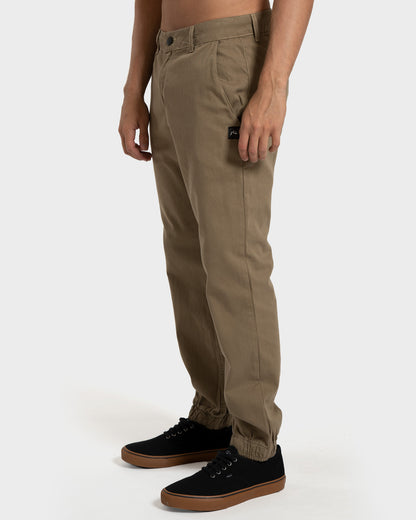 Calça Sarja Rusty com Elástico na Barra Kaki