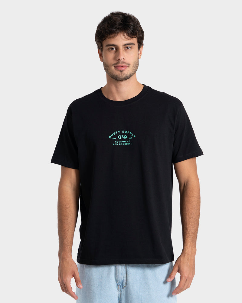 Camiseta Manga Curta Preta Rusty Boarding