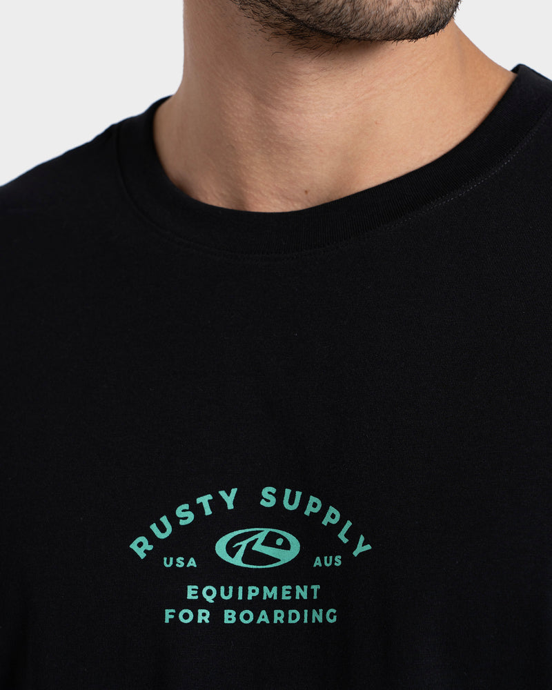 Camiseta Manga Curta Preta Rusty Boarding