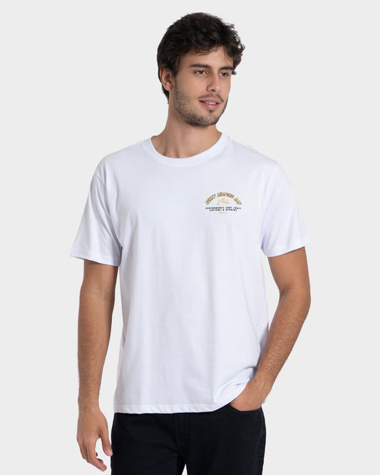 Camiseta Manga Curta Branca Rusty Fibreglass Wolf