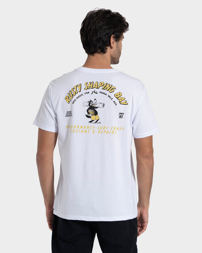 Camiseta Manga Curta Branca Rusty Fibreglass Wolf