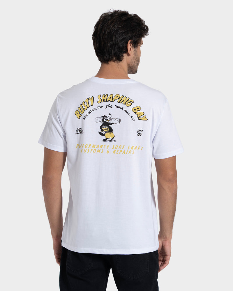 Camiseta Manga Curta Branca Rusty Fibreglass Wolf