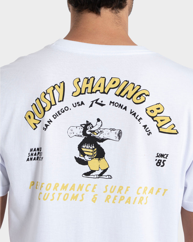 Camiseta Manga Curta Branca Rusty Fibreglass Wolf
