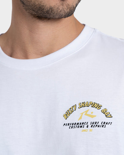 Camiseta Manga Curta Branca Rusty Fibreglass Wolf