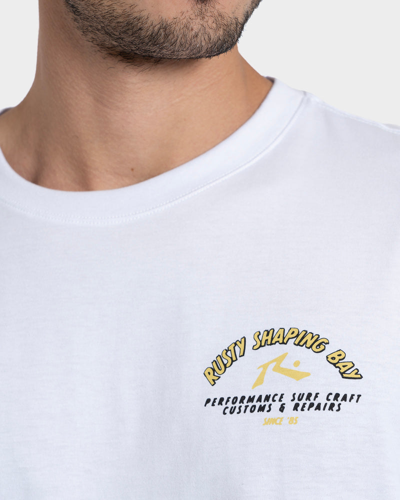 Camiseta Manga Curta Branca Rusty Fibreglass Wolf