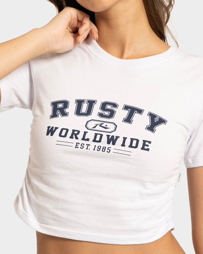 Camiseta Cropped Branca Rusty Worldwide Feminina