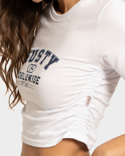 Camiseta Cropped Branca Rusty Worldwide Feminina
