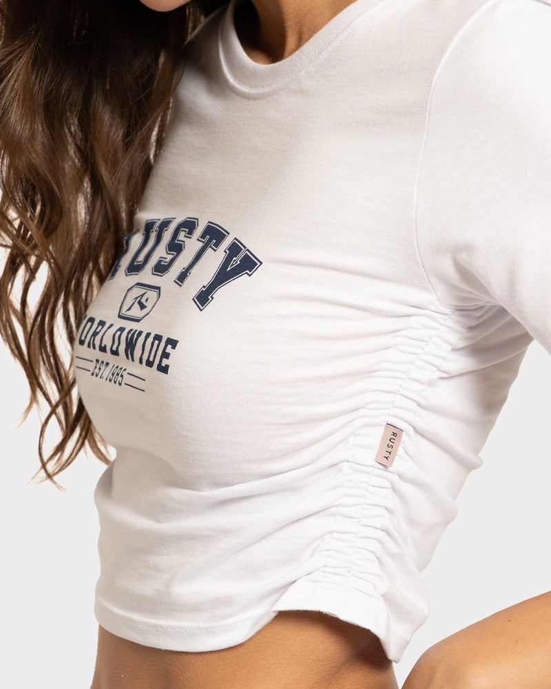 Camiseta Cropped Branca Rusty Worldwide Feminina
