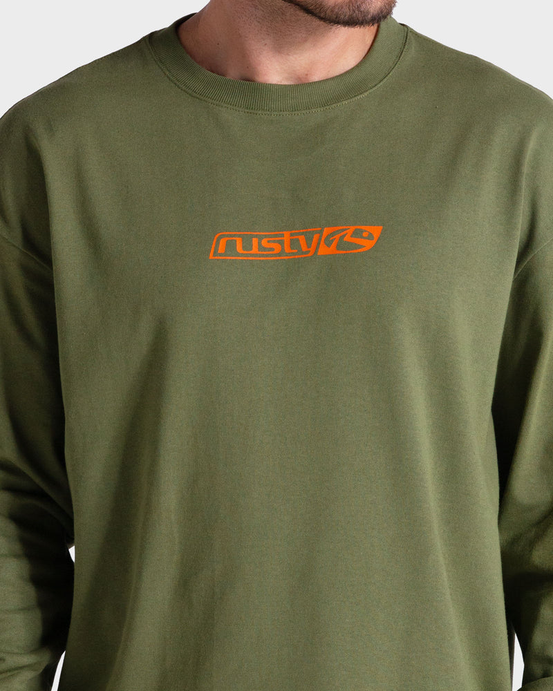 Camiseta Manga Longa Rusty V8 Verde Oliva