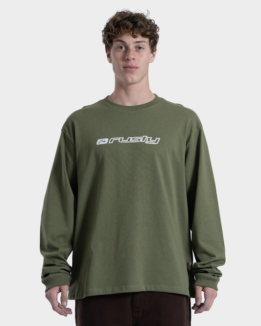 Camiseta Manga Longa Rusty Gaffa Taped Verde Oliva