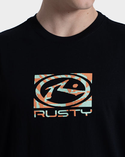 Camiseta Manga Curta Rusty Hyper Ringer Preta