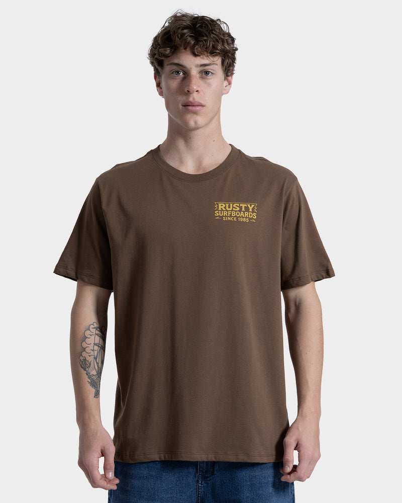 Camiseta Manga Curta Rusty Woodcut Marrom