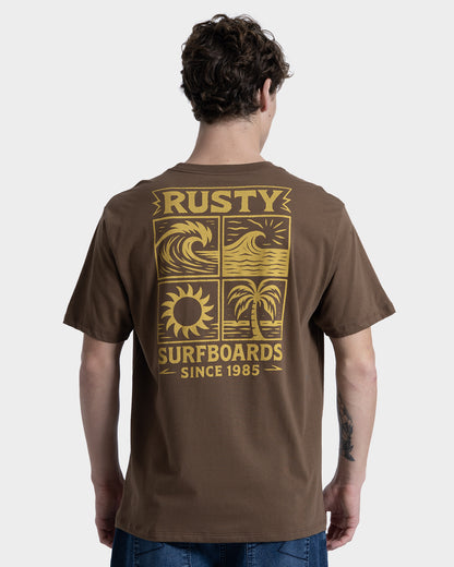 Camiseta Manga Curta Rusty Woodcut Marrom