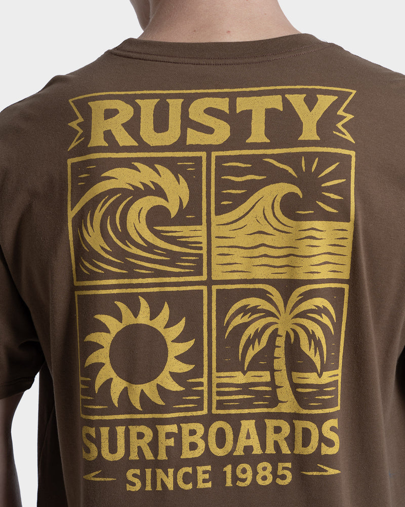 Camiseta Manga Curta Rusty Woodcut Marrom