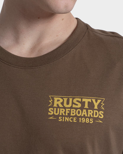 Camiseta Manga Curta Rusty Woodcut Marrom