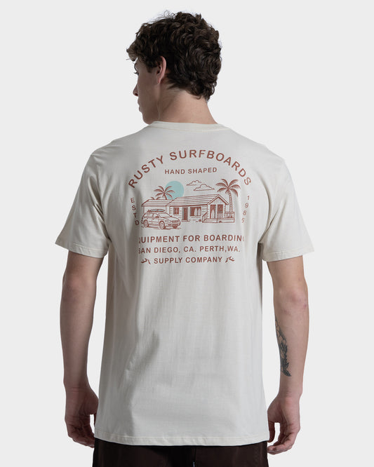 Camiseta Manga Curta Rusty Surf Shop Bege