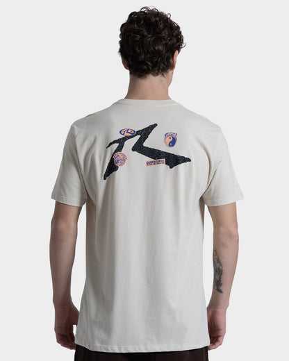 Camiseta Manga Curta Rusty Stickers Bege