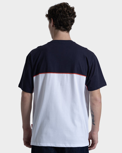 Camiseta Oversized Infinity Rusty Branco e Azul Marinho