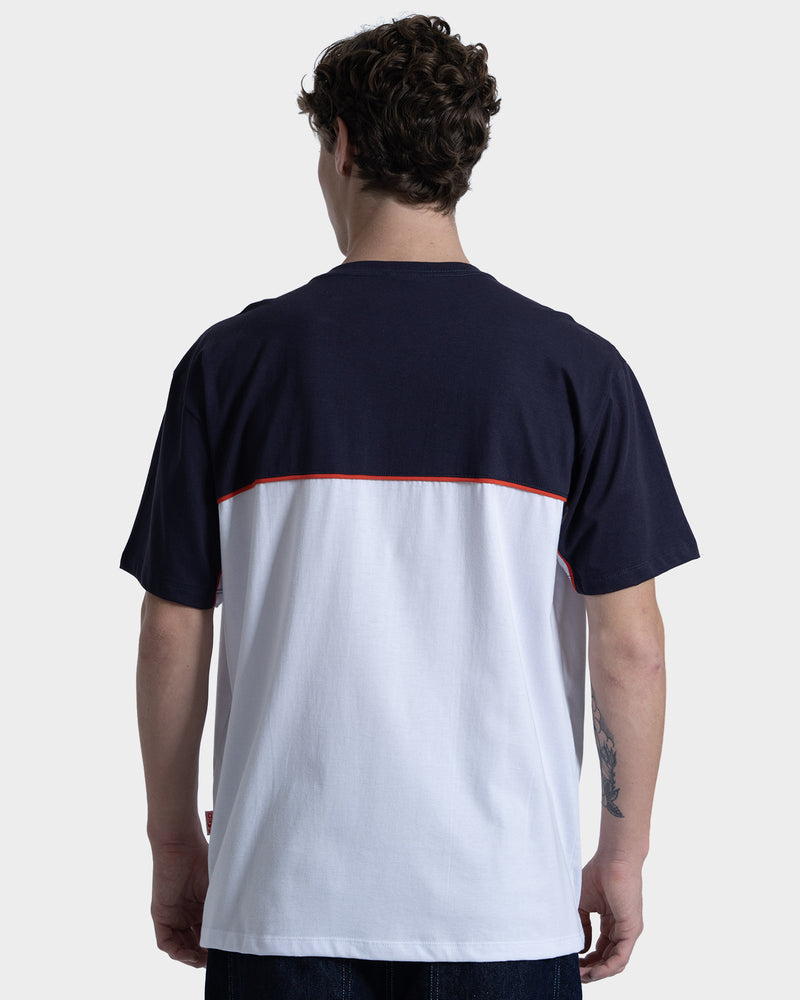 Camiseta Oversized Infinity Rusty Branco e Azul Marinho